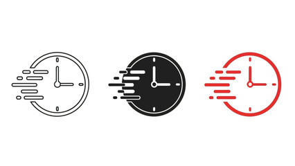 Speedy Clock Icons Representing Time, Urgency, and Fast Motion