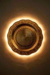 AI Image Of Golden Plate With Intricate Pattern