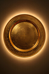 AI Image Of Golden Plate With Intricate Pattern