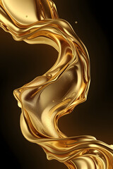 AI Image Of Golden Liquid Flowing In A Black Void