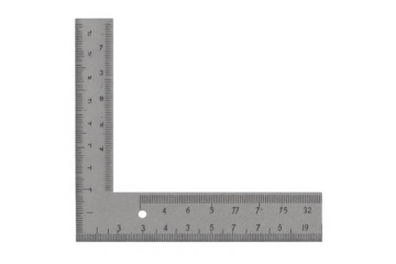 Metal l-square ruler measuring tool on transparent background