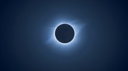 Obraz premium Majestic solar eclipse reveals radiant corona against a breathtaking deep blue daytime sky