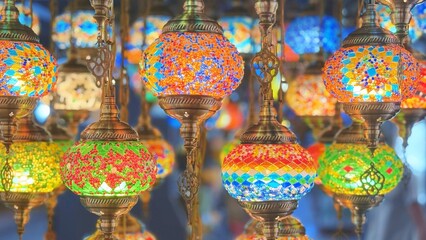 Colorful Mosaic Glass Hanging Lamps Decorative Lighting.  traditional turkish lanterns