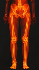 Detailed Medical Illustration of the Human Pelvis and Leg Bones with Orange Thermal Glow