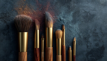 Makeup Brushes on Textured Background - A Beauty Still Life.