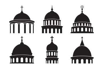Various christian church dome silhouettes with crosses for religious building design template © MSTGIRATUN