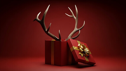Decorative reindeer antlers with gift boxes
