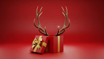 Holiday gift boxes with reindeer antlers