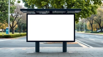Blank roadside white billboard mockup with copy space on urban street