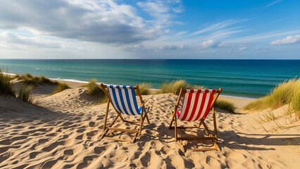 Relaxing beach chairs overlooking the ocean