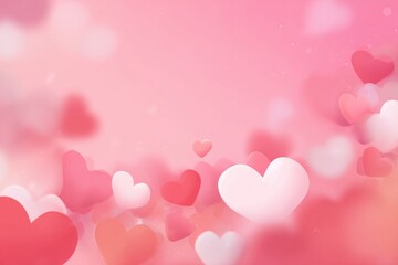Romantic Love Concept Backdrop with Floating Pink and White Hearts