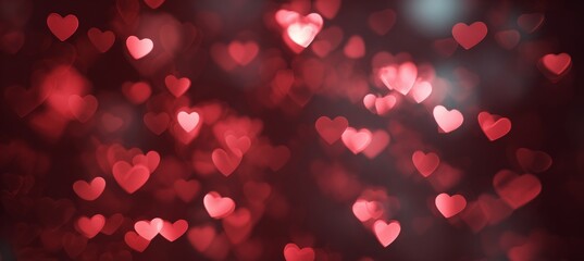 Abstract Blurred Heart Shapes with Glowing Red Light for Love Concept