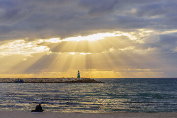 Sunset scene of the beach, Tel-Aviv