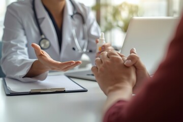 A doctor and patient engage in a compassionate conversation during a consultation