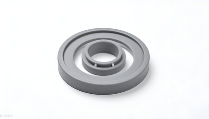 A gray plastic part featuring a circular outer ring and a centered inner ring