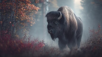 Bison autumn forest