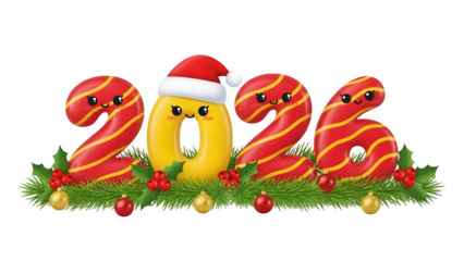 Happy new year 2026 celebration isolated on transparent background