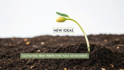 A single seedling pushing through dark soil, symbolizing new ideas and fresh growth