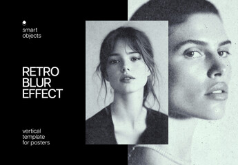 Retro Blur Poster Photo Effect Mockup