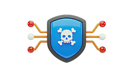 Cybersecurity Shield with Skull and Circuitry