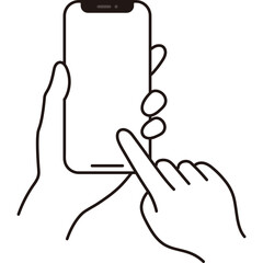 Hand holds smartphone. Hand with smartphone