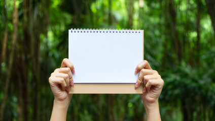 Hands Holding Calendar Mockup Nature Forest