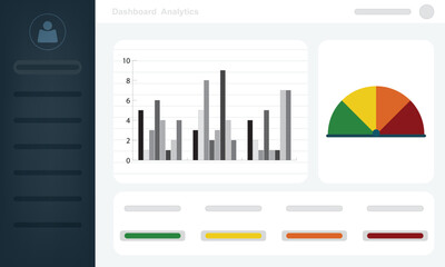 Business Analytics Dashboard Interface with Charts and Performance Metrics
