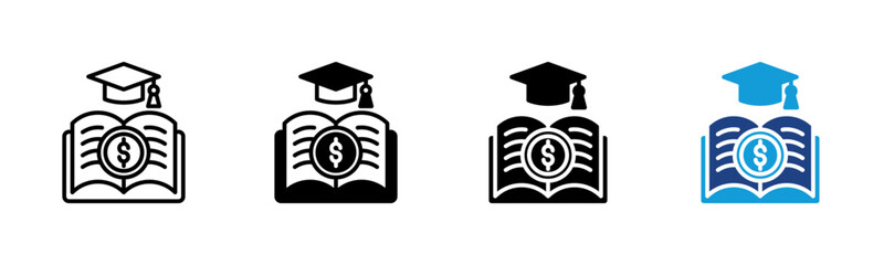 Education Cost icon set multiple style collection