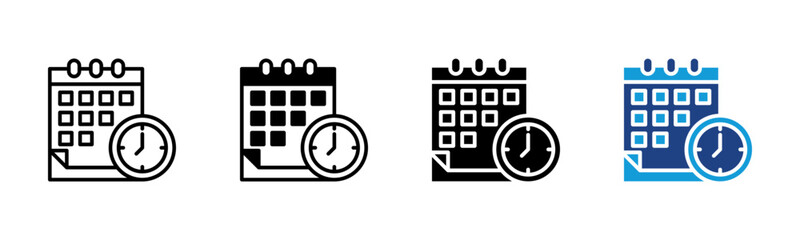 Calendar icon set multiple style collection