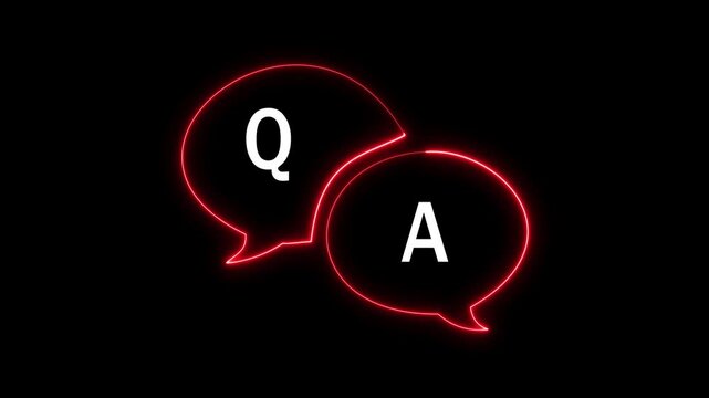 Neon Q&A Chat Bubble Icon for Online Customer Support