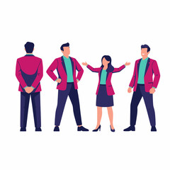 Obraz premium Diverse Business Team Standing Together Corporate Professionals Modern Flat Illustration