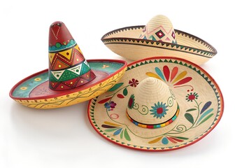 Vibrant Mexican Sombreros with Traditional Decorations