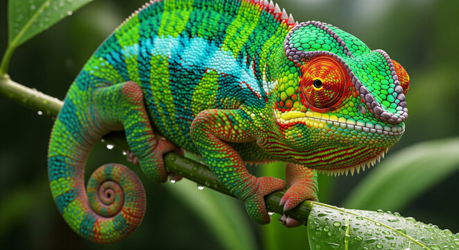 green lizard on a branch
