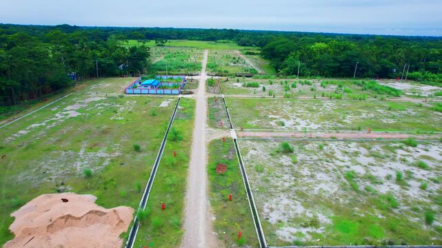 Aerial View of empty Land Plots Real Estate Development Area Editorial