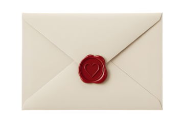 A blank vintage paper letter featuring a traditional red wax seal stamp on an old postal envelope, symbolizing a classic message of formal business correspondence and secure communication