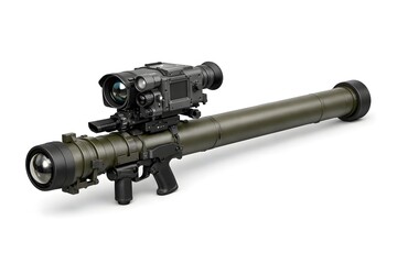 Portable Air Defense Missile System with Launcher Tube &ndash; 3D Render on White Background