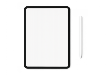 Tablet blank screen with digital stylus creating content