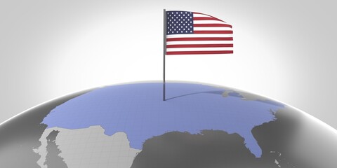 USA, United States of America - country border and flag - 3D illustration