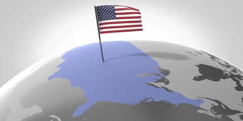 USA, United States of America - country border and flag - 3D illustration