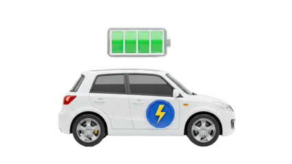 Electric Car with Full Battery Indicator