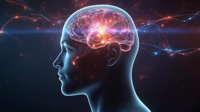 Neural Brain Imagery Side Profile Video Sequence Concept.
