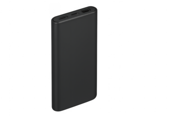 Black portable power bank charging smartphone equipment