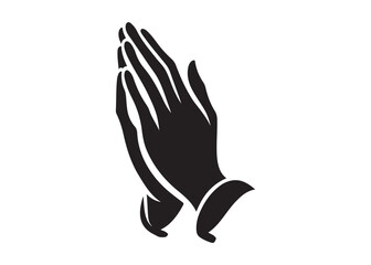 Obraz premium praying hands logo silhouette vector, hand praying logo icon design illustration, black silhouette praying hands logo vector, Religion praying hands logo vector silhouette on white background