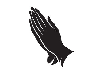 Obraz premium praying hands logo silhouette vector, hand praying logo icon design illustration, black silhouette praying hands logo vector, Religion praying hands logo vector silhouette on white background