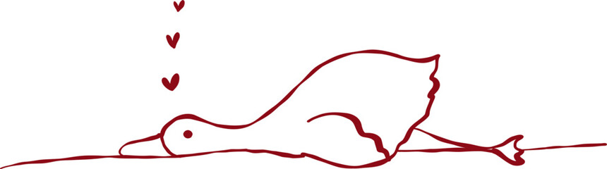 Cute goose valentine hand drawn Line Art © Annie
