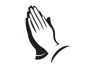 Obraz premium praying hands logo silhouette vector, hand praying logo icon design illustration, black silhouette praying hands logo vector, Religion praying hands logo vector silhouette on white background