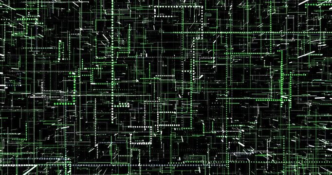 The abstract digital world pulsates with neon lines and dots, weaving the pattern of cyberspace. Color energy fills space, creating the illusion of data flowing.