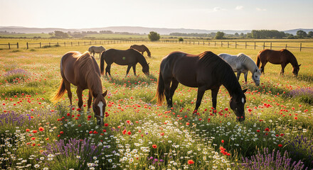 horses in the field