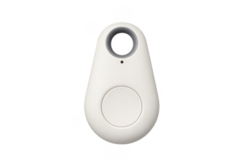 White smart bluetooth object tracker on transparent background
