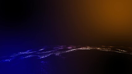 Abstract blue digital wave background with glowing particles. digital wave particle flow animation in purple and blue colors. technology background with glowing dots. motion design concept, 4K - Powered by Adobe